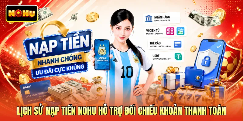 Lịch sử nạp tiền NOHU hỗ trợ đối chiếu khoản thanh toán